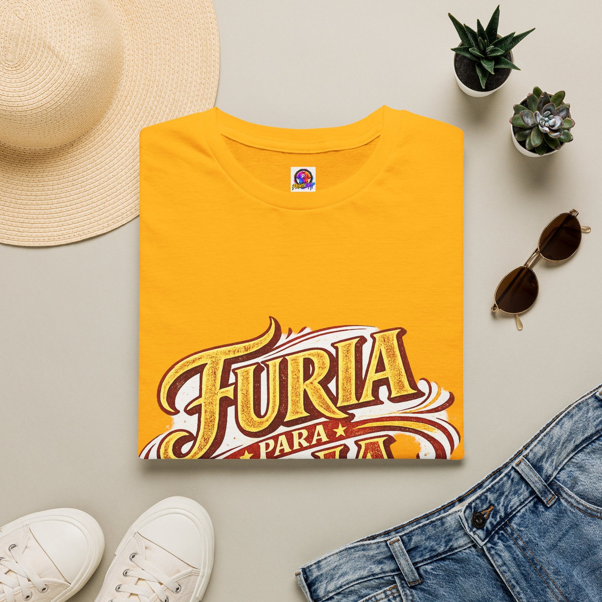 Spain Furia Para Roja Graphic T-Shirt — Bold Spanish Script Tee for Fans & Celebrations