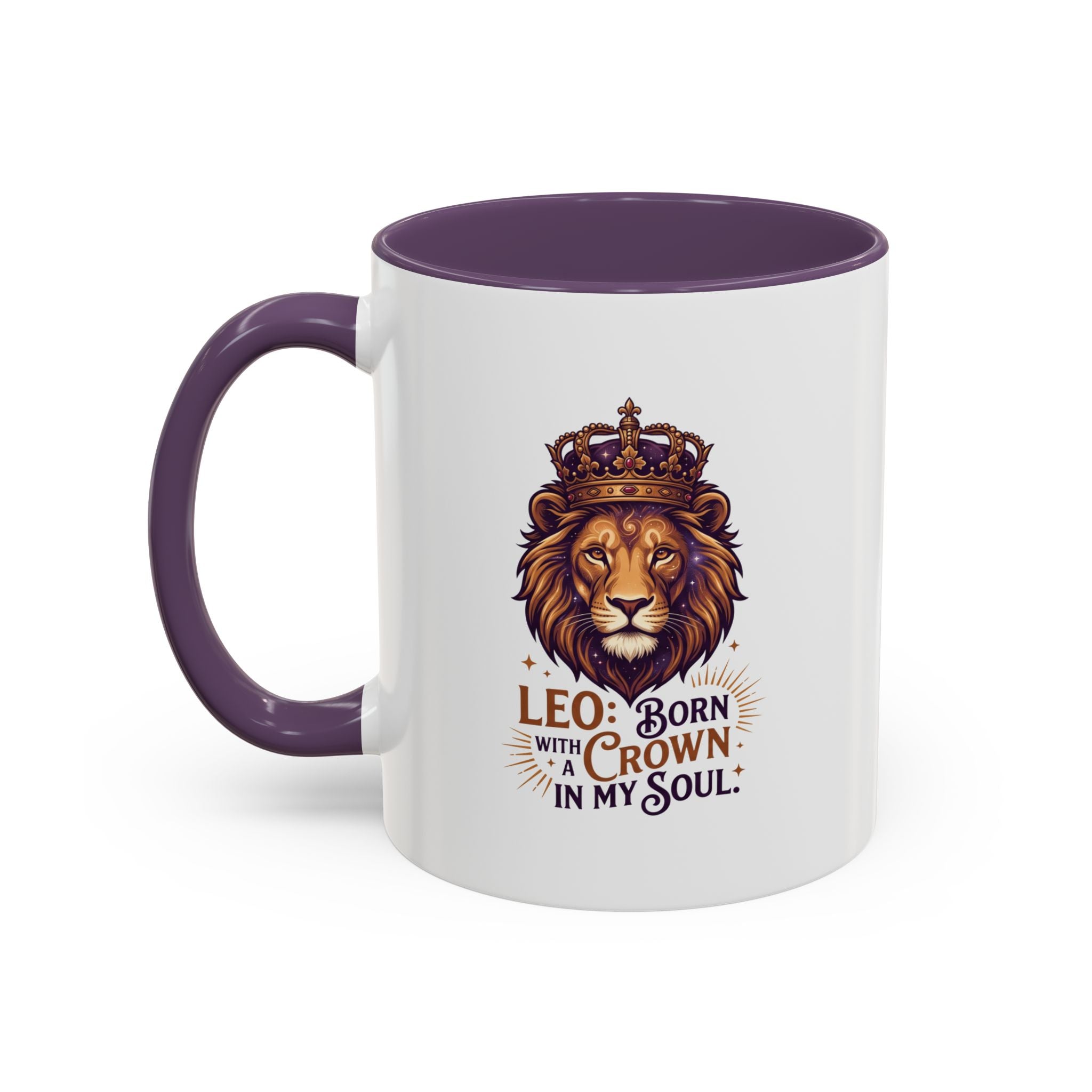Leo Zodiac Coffee Mug — "Born with a Crown in My Soul" Lion Design