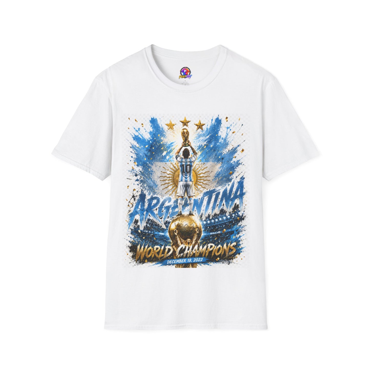 Argentina World Champions T‑Shirt — Soccer World Cup 3 Stars Tribute