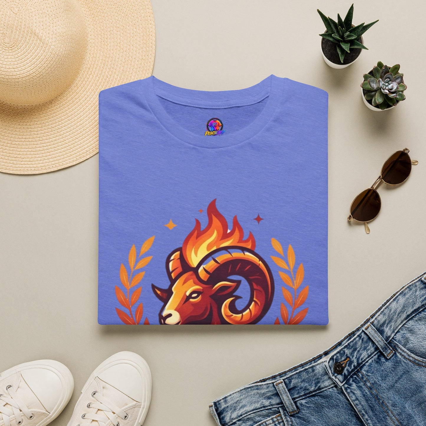 Aries Zodiac T-Shirt — "Born to Lead Not to Follow" Ram Graphic