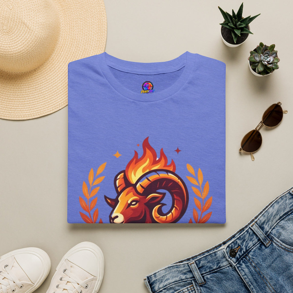 Aries Zodiac T-Shirt — "Born to Lead Not to Follow" Ram Graphic