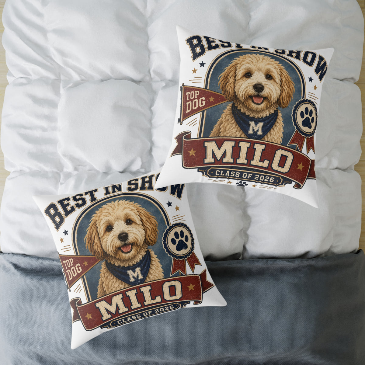 Best in Show Personalized Dog Pillow  Milo Bailey Dog Dad Mom — Milo Name Pet Throw Pillow