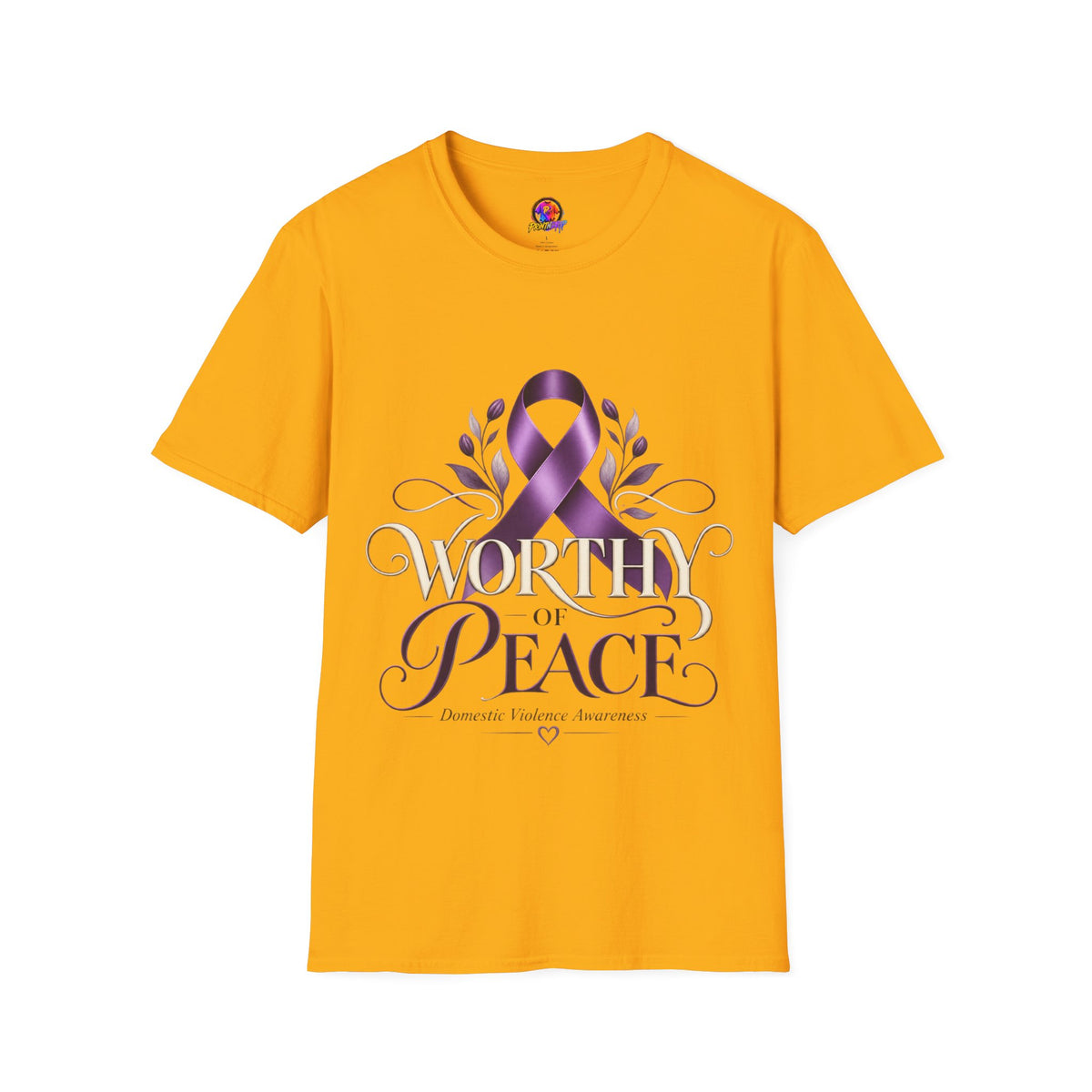 Worthy of Peace Purple Ribbon Domestic Violence  Awareness T-Shirt