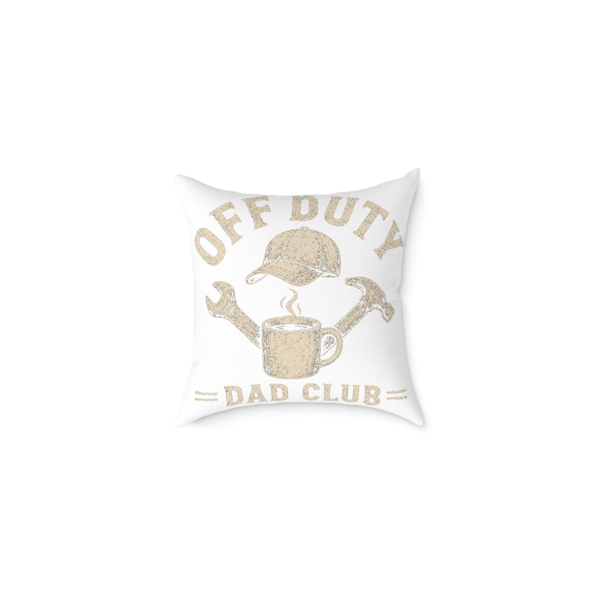 Off Duty Dad Club Throw Pillow  Milo Bailey Dog Dad Mom— Rustic Coffee & Tools Decorative Pillow
