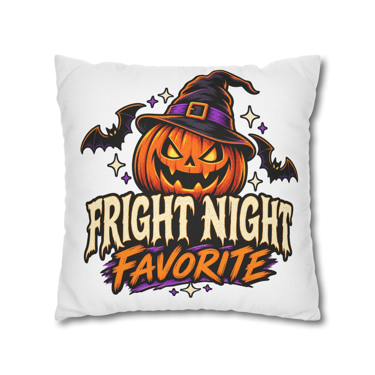 Halloween Pumpkin Pillowcase — "Fright Night Favorite" Spun Polyester Throw Pillow Cover