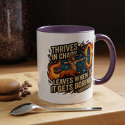 Sagittarius Coffee Mug – "Thrives in Chaos, Leaves When It Gets Boring" Accent Mug