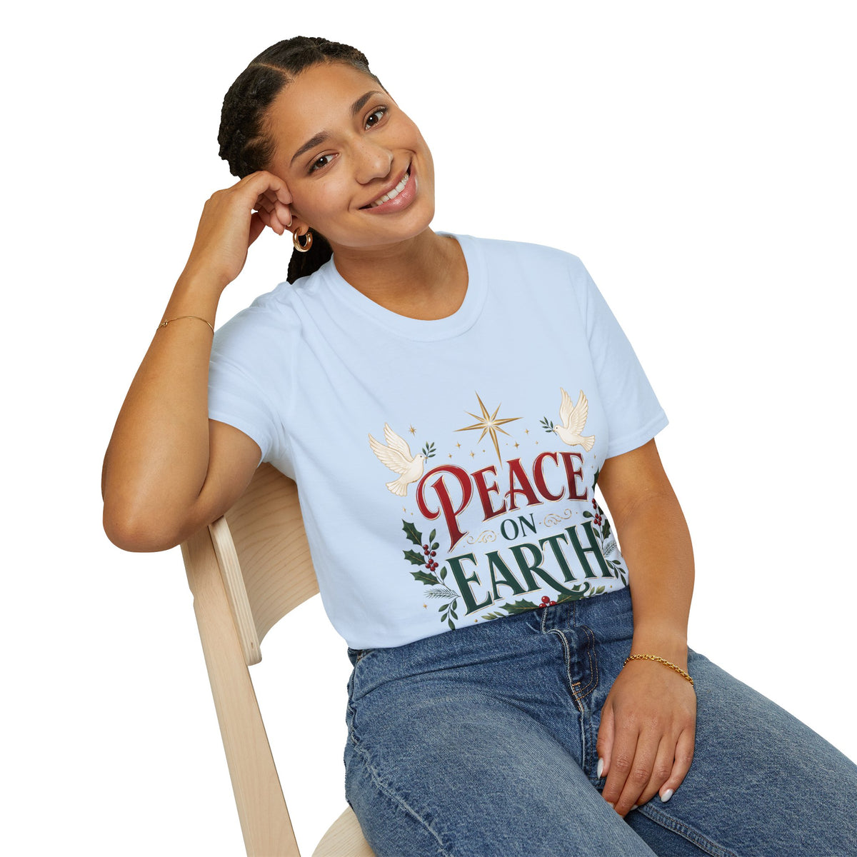 Peace on Earth T-Shirt — Holiday Dove & Star Christmas Tee
