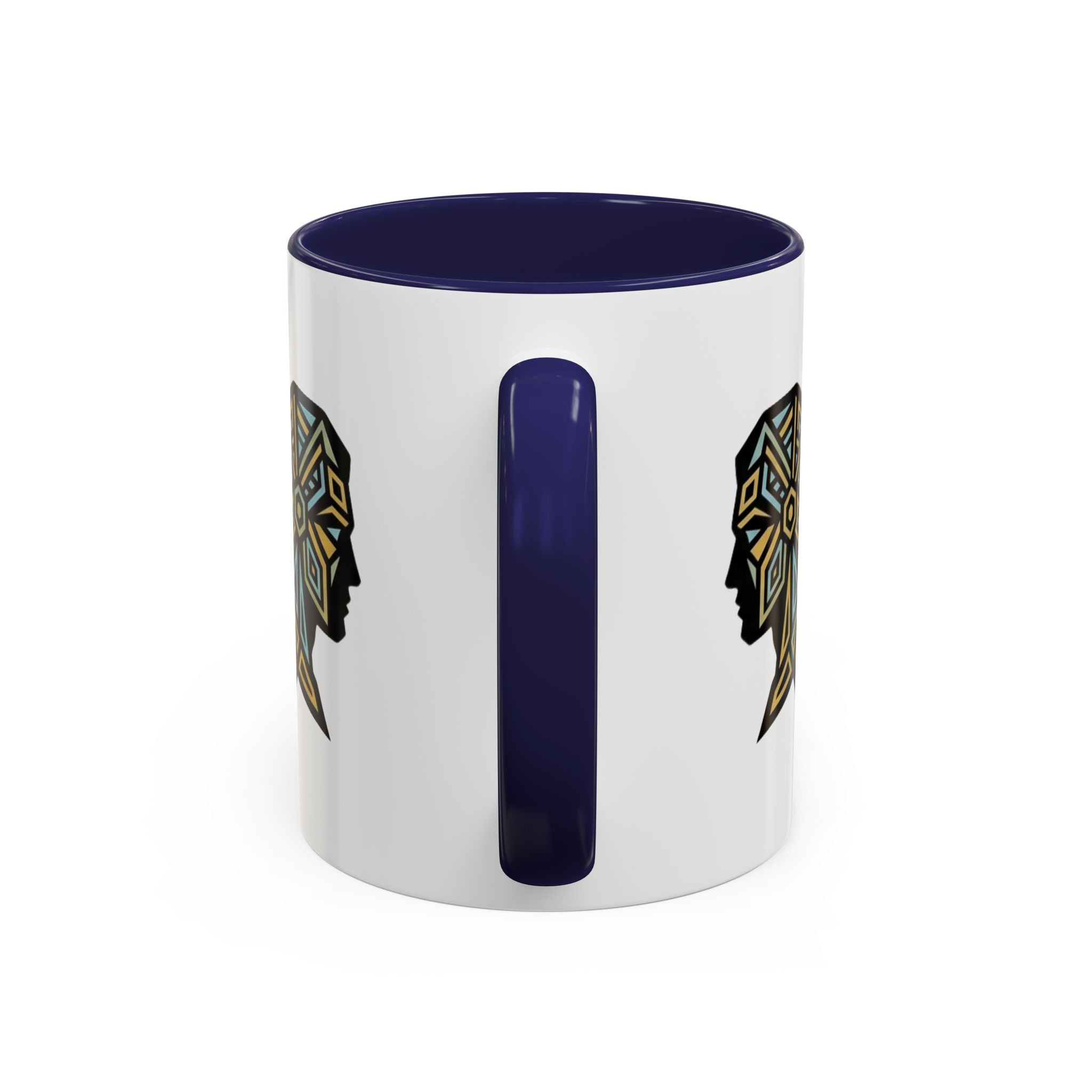 Geometric Elephant Accent Coffee Mug — Tribal Mosaic Design