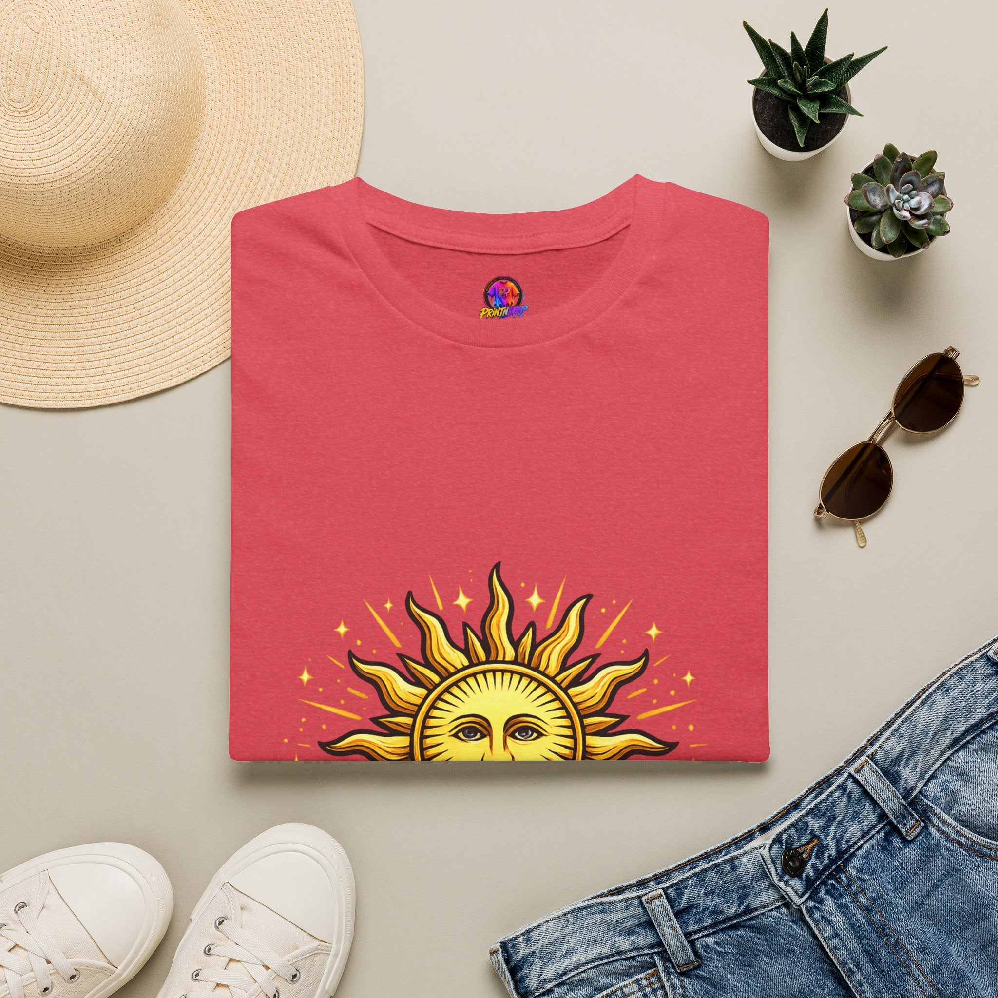 Argentina Sun Face Soccer T-Shirt — Retro Celestial Football Tee