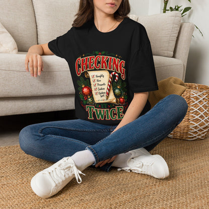 Checking It Twice Christmas T-Shirt — Naughty or Nice Holiday Tee