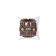 Plaid and Merry Christmas Throw Pillow