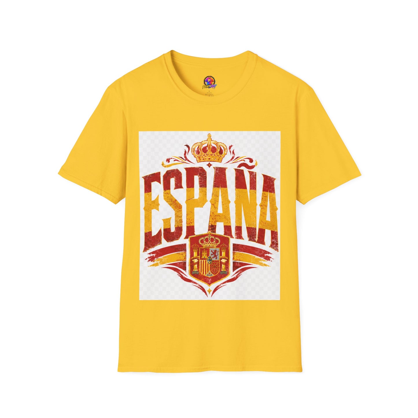 Spain Crown Graphic T-Shirt — Spanish Flag Vintage Crest Tee