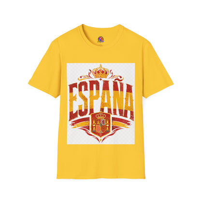 Spain Crown Graphic T-Shirt — Spanish Flag Vintage Crest Tee