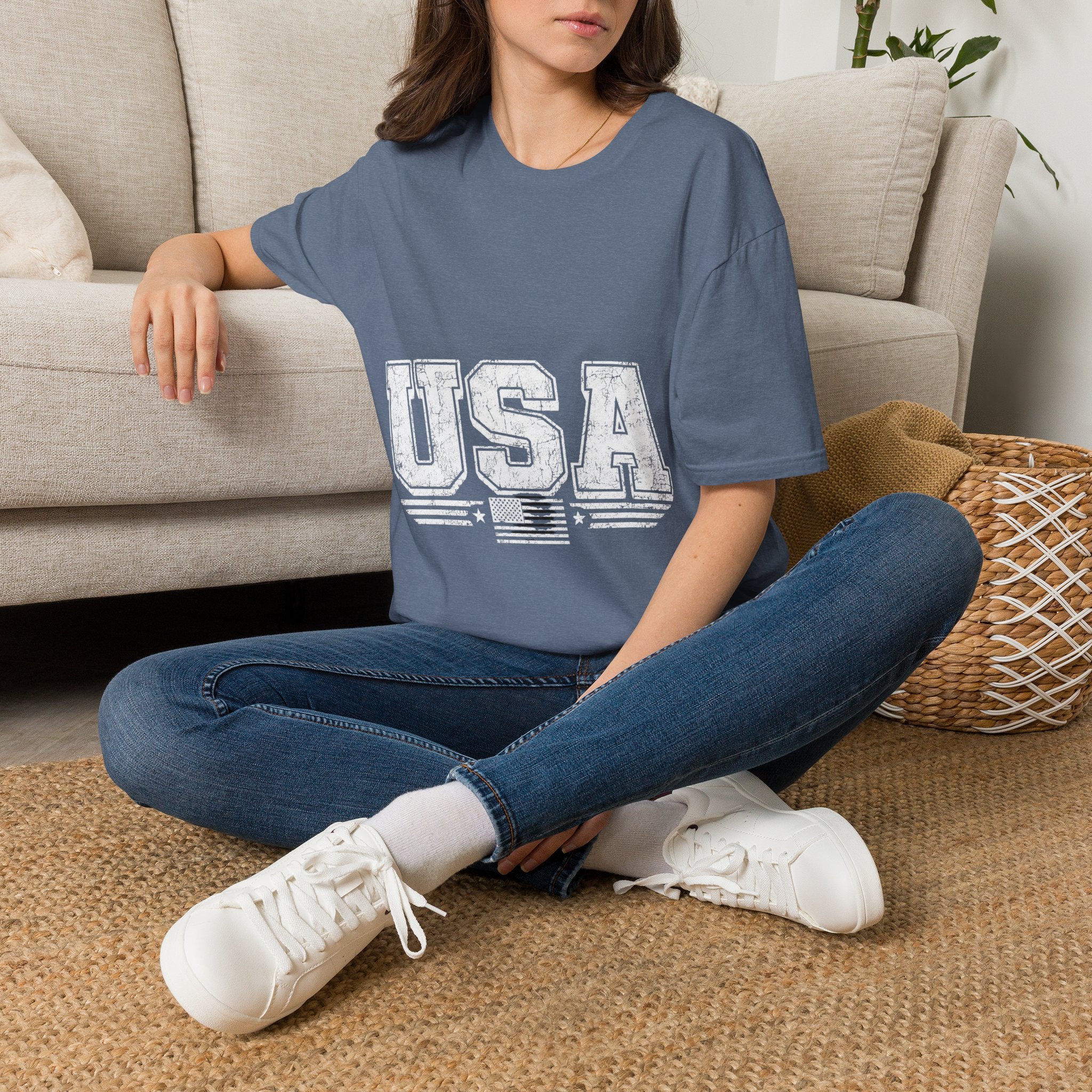 USA Vintage Block T-Shirt — Patriotic Americana Graphic Tee