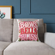 Bows Bells Bliss Modern Day Christmas Square Poly Canvas Pillow