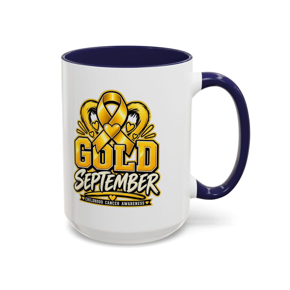 Gold September Coffee Mug — Childhood Cancer Awareness Accent Mug (11/15oz)