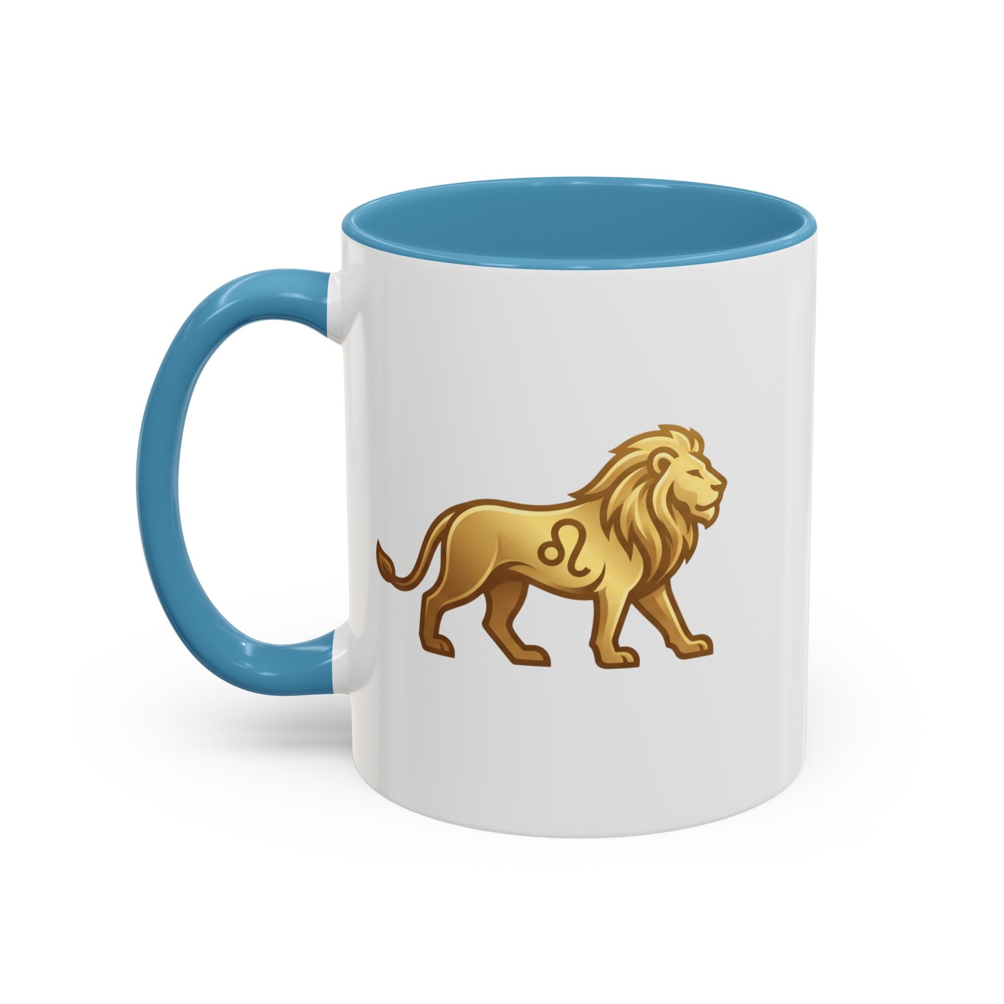 Leo Zodiac Coffee Mug — Gold Lion Accent Mug for Astrology Lovers