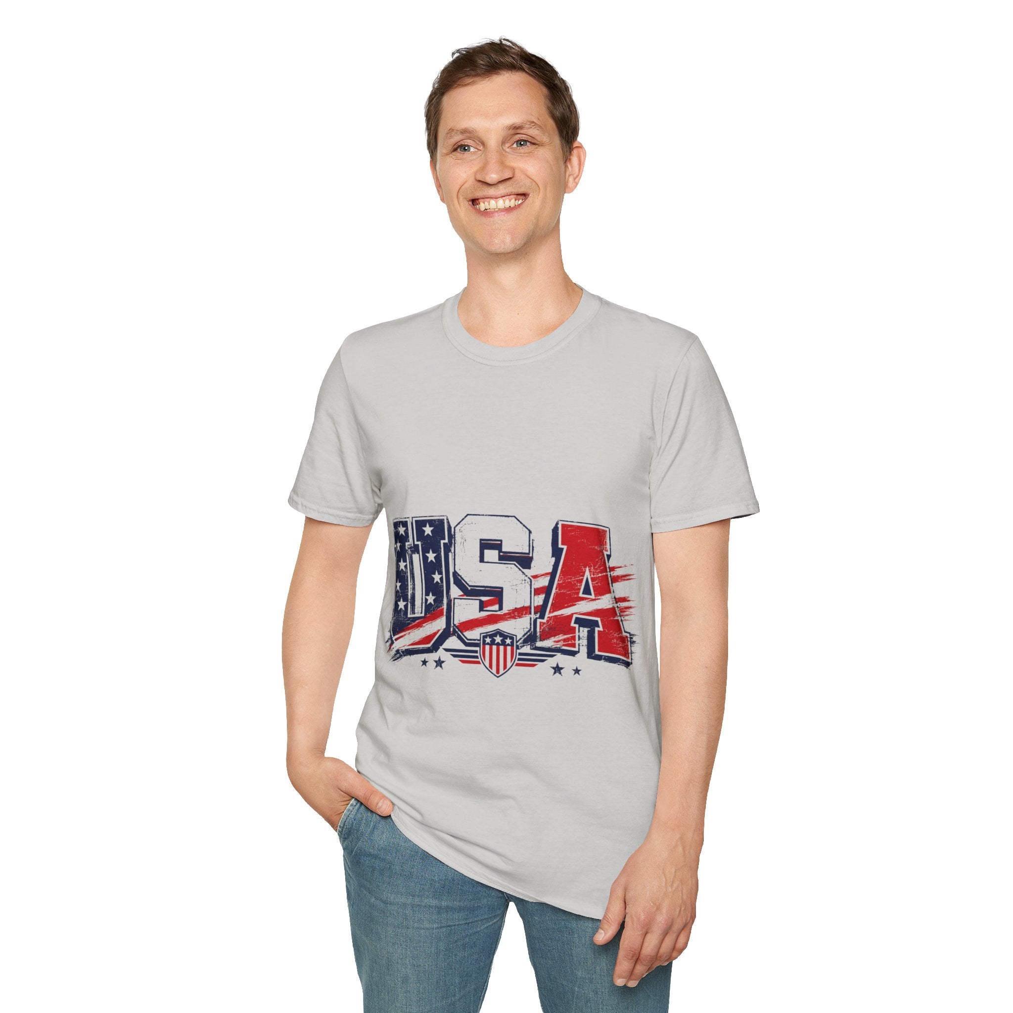 USA Flag Graphic T-Shirt — Patriotic Red White & Blue Tee