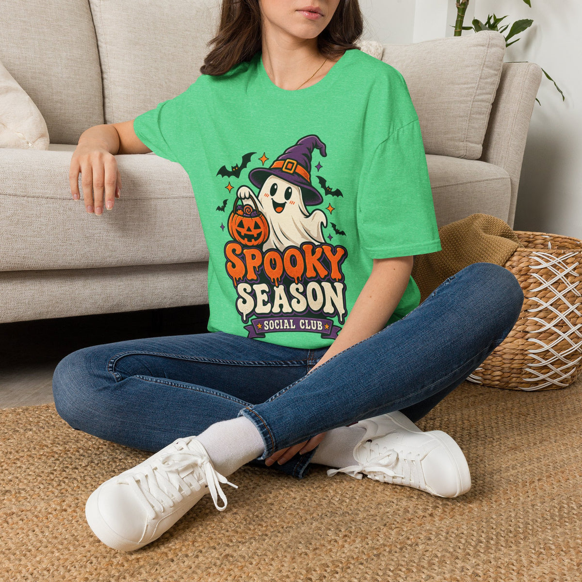 Spooky Season T-Shirt — Cute Ghost Halloween Tee ("Spooky Season Social Club")