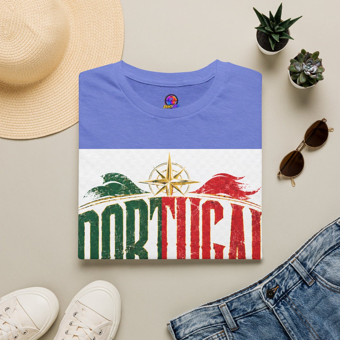 Portugal Vintage Compass T-Shirt — Retro Portuguese Flag Travel Tee