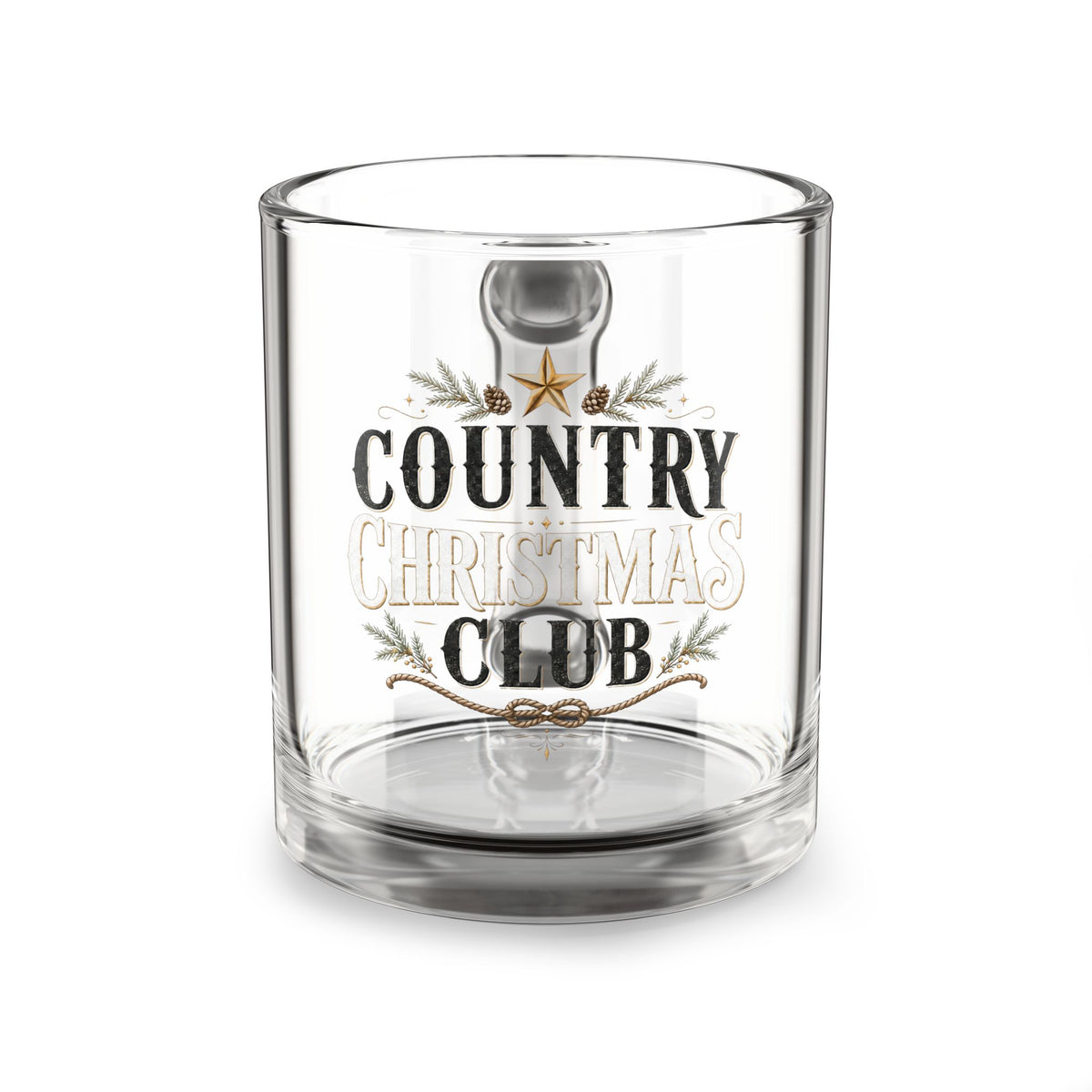 Christmas Glass Mug Country Christmas Club Glass Mug — 10oz Holiday Coffee & Cocoa Cup
