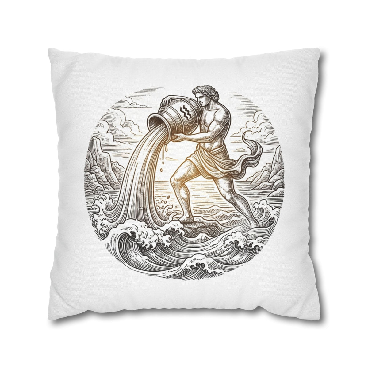 Aquarius Zodiac Throw Pillowcase — Astrology Decorative Pillow Cover