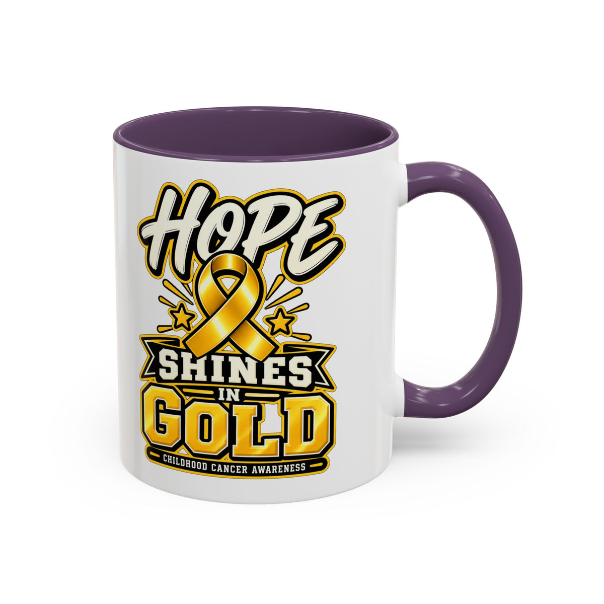 Hope Shines in Gold Coffee Mug — Childhood Cancer Awareness Accent Mug
