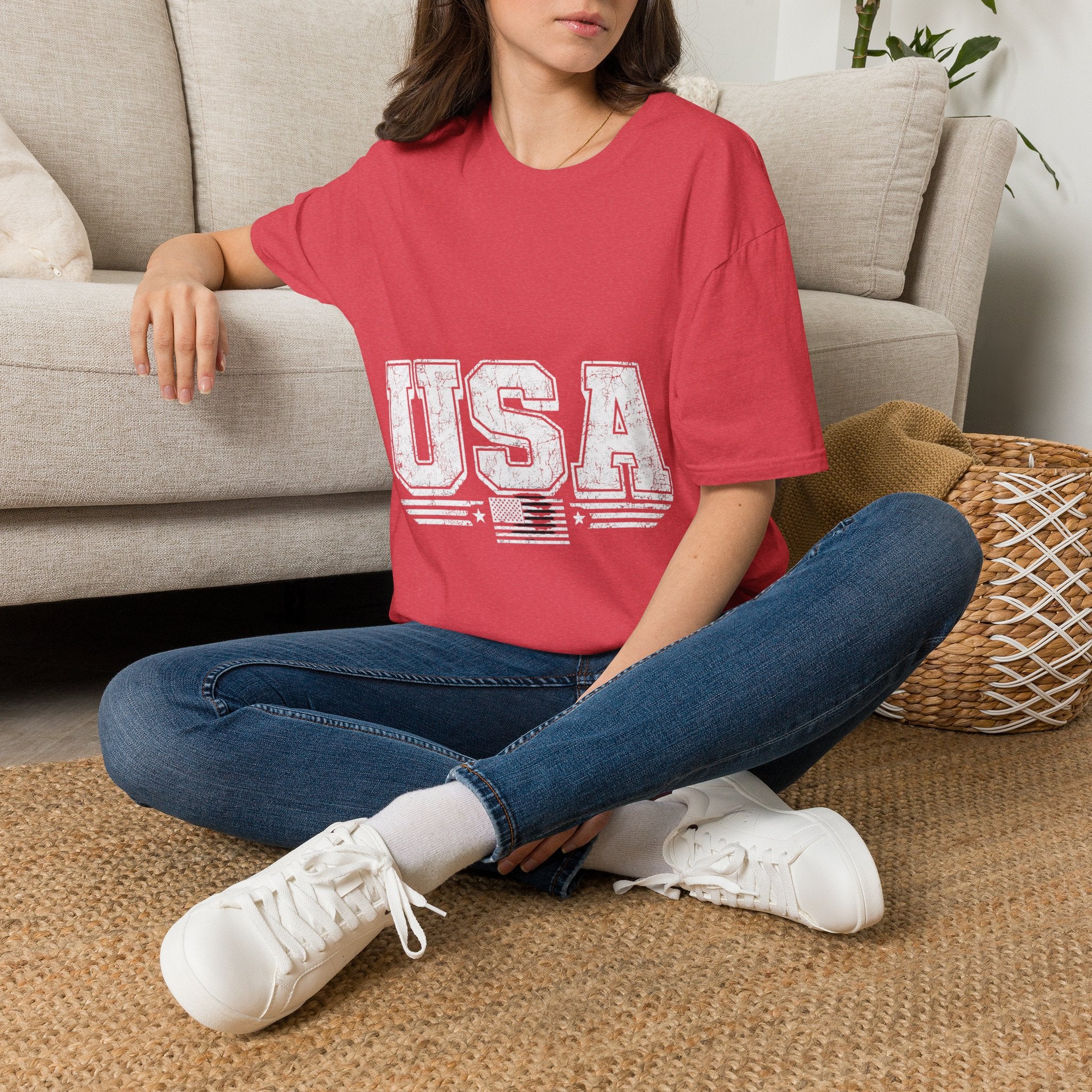 USA Vintage Block T-Shirt — Patriotic Americana Graphic Tee
