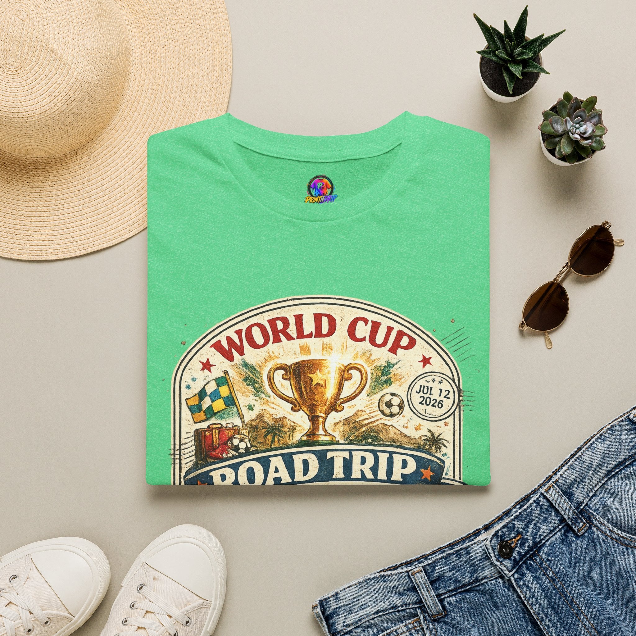 World Cup Road Trip T-Shirt — Vintage Soccer Trophy Design
