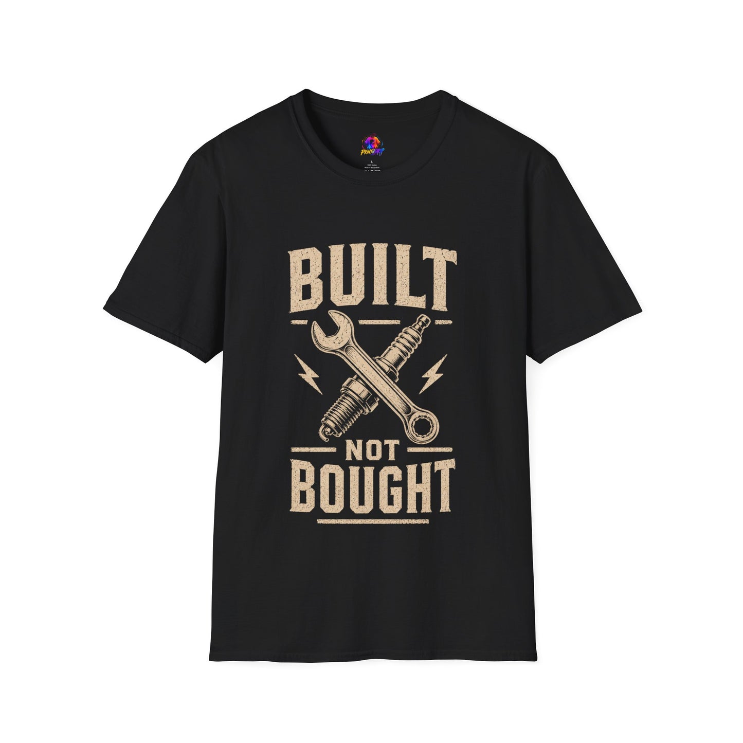 Built Not Bought T-Shirt — Vintage Mechanic DIY Garage Tee