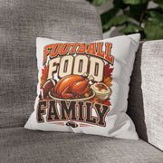 Thanksgiving Football, Food & Family Throw Pillowcase — Thanksgiving Game Day Decoration