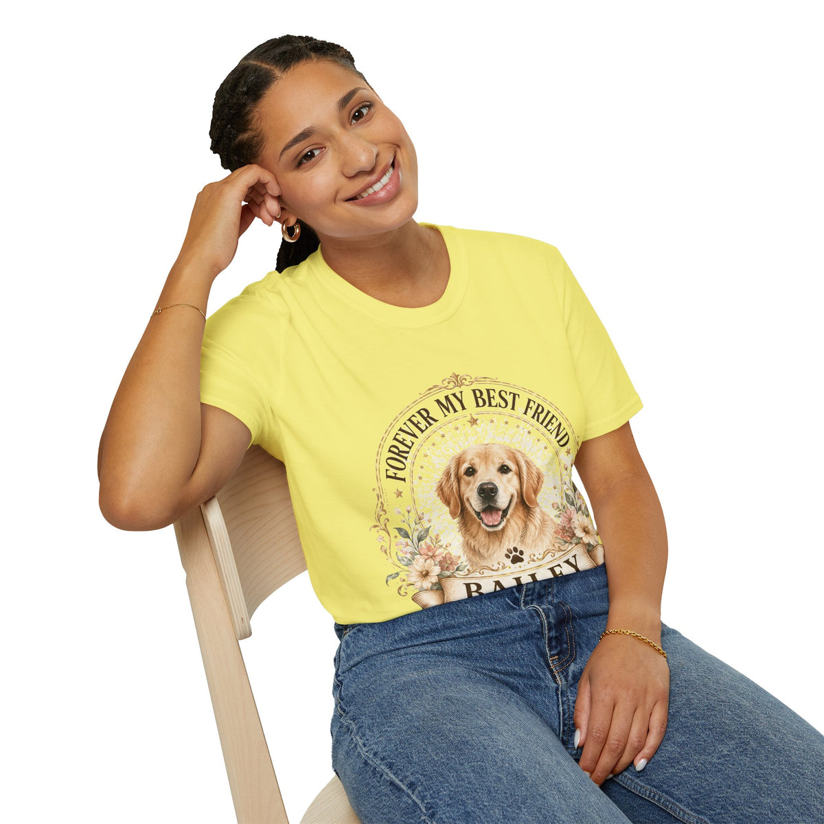 Forever My Best Friend Dog T-Shirt — Personalized Pet Name Golden Retriever Tee