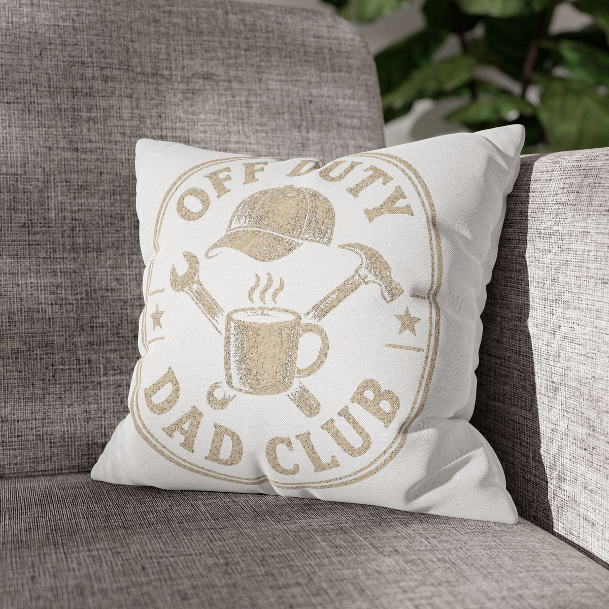 Off Duty Dad Club Pillowcase — Decorative Throw Pillow Cover for Father’s Day Milo Bailey Dog Dad Mom