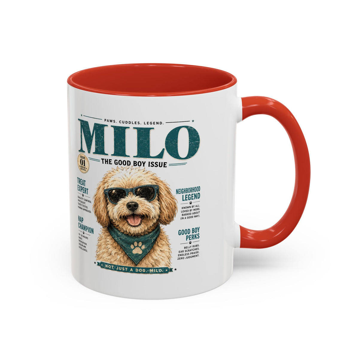Milo Bailey Dog Dad Mom Milo Magazine-Style Accent Coffee Mug — Cute Dog Portrait
