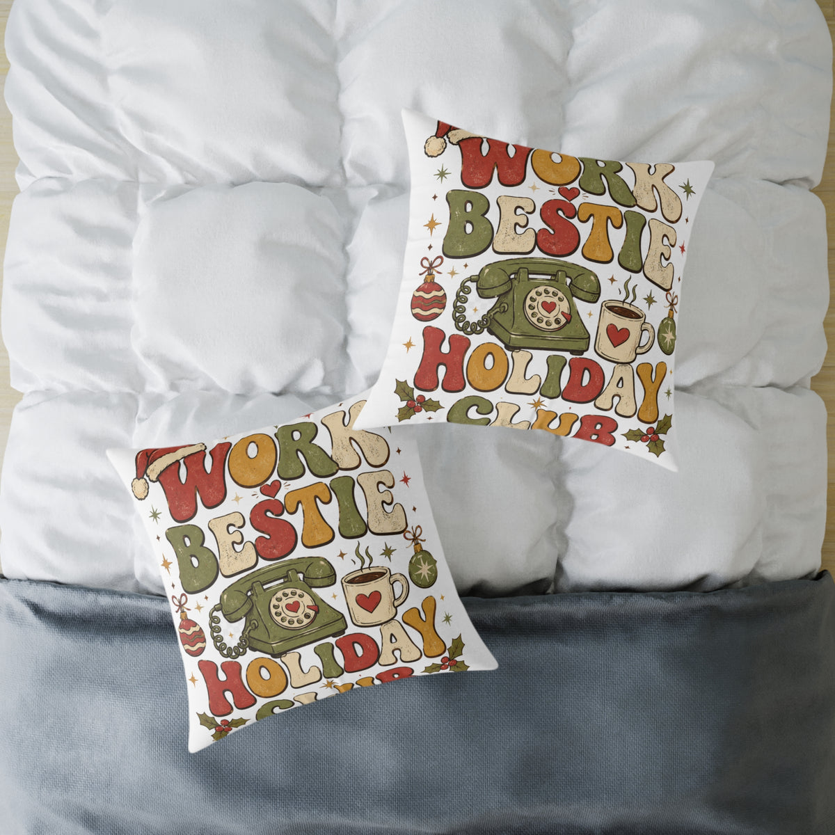 Modern Day Christmas Holiday 'Work Bestie' Decorative Throw Pillow