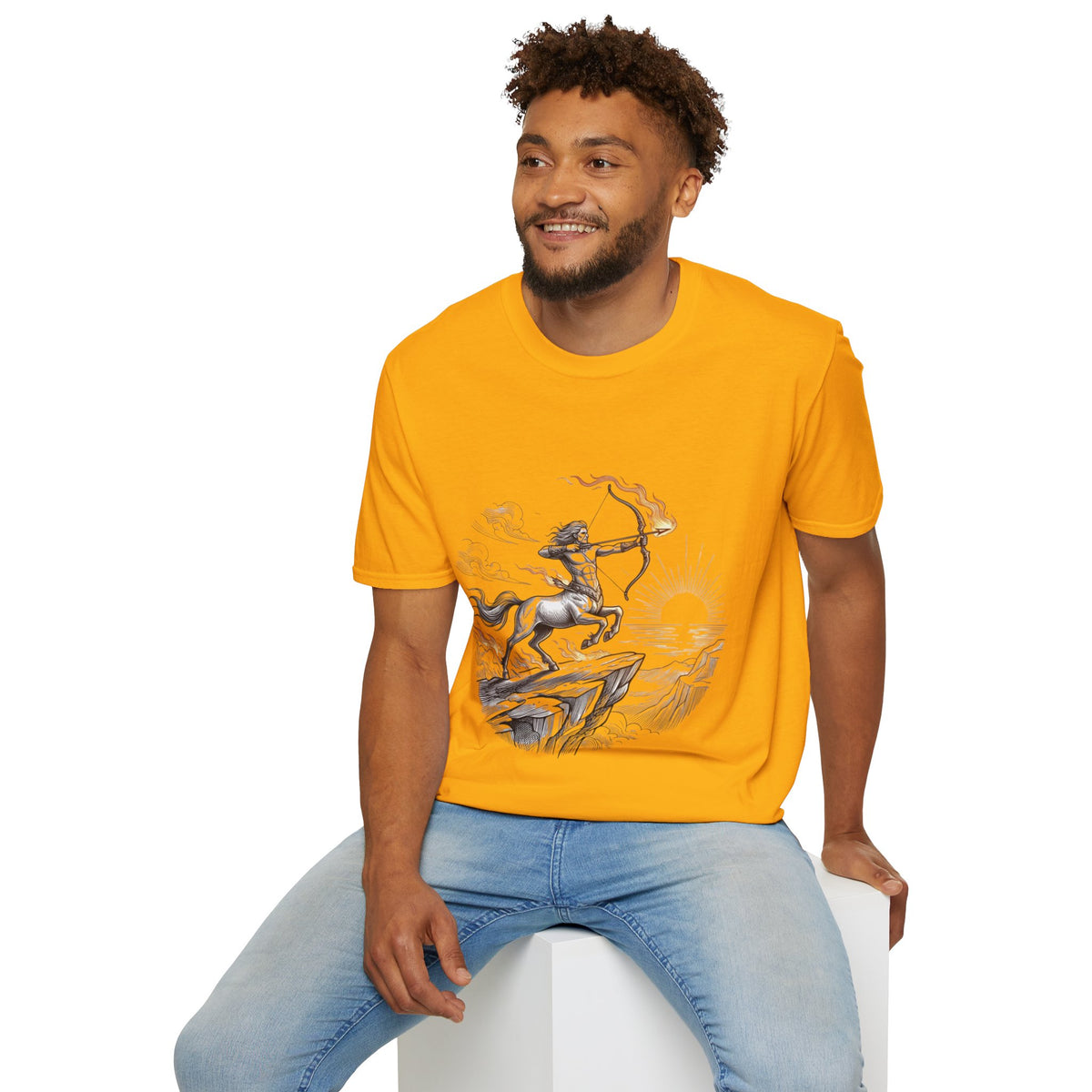 Sagittarius Centaur Archer T-Shirt — Mythical Archer Graphic Tee (Flaming Bow)