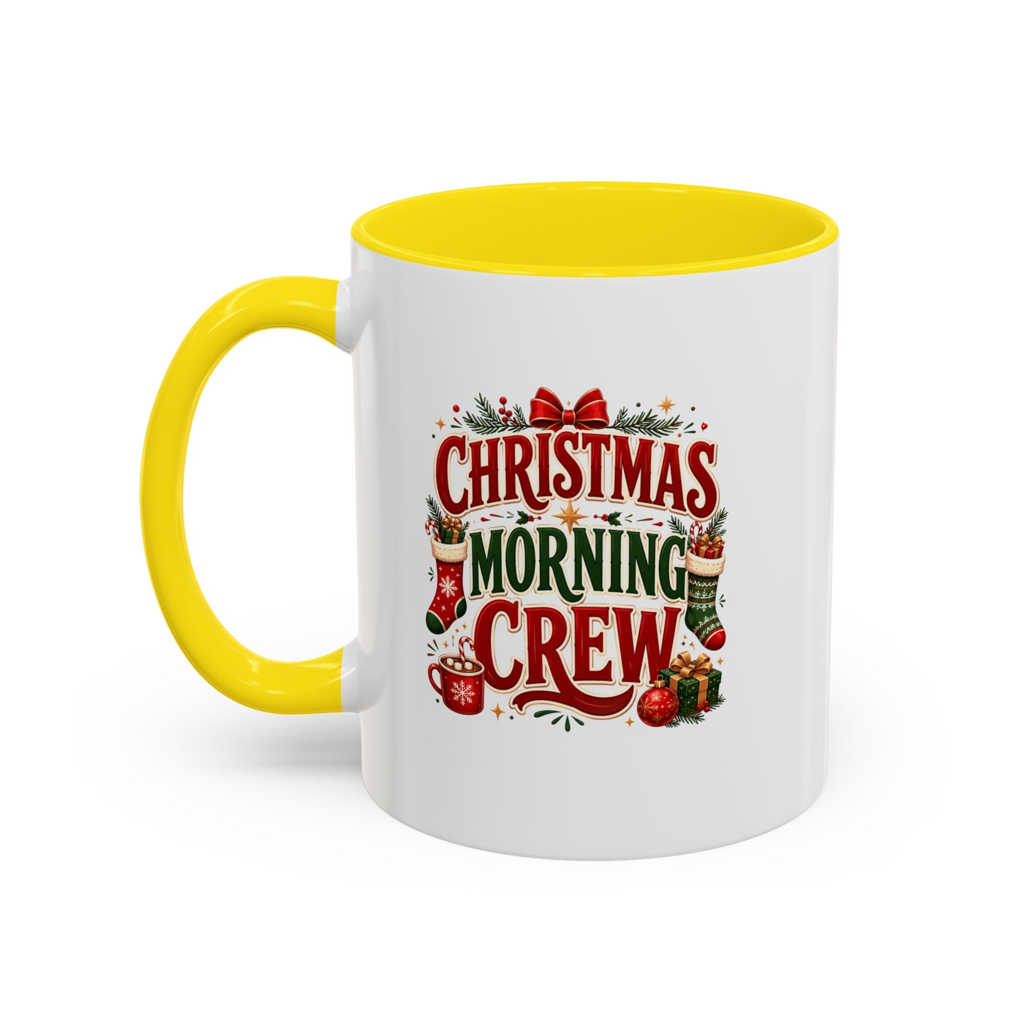 Christmas Morning Crew Accent Coffee Mug – Holiday Coffee Cup