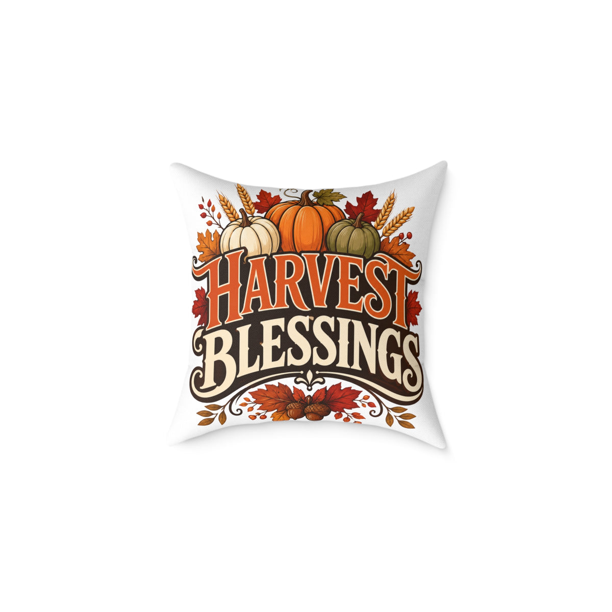 Thanksgiving Harvest Blessings Fall Throw Pillow — Autumn Pumpkin Decorative Pillow