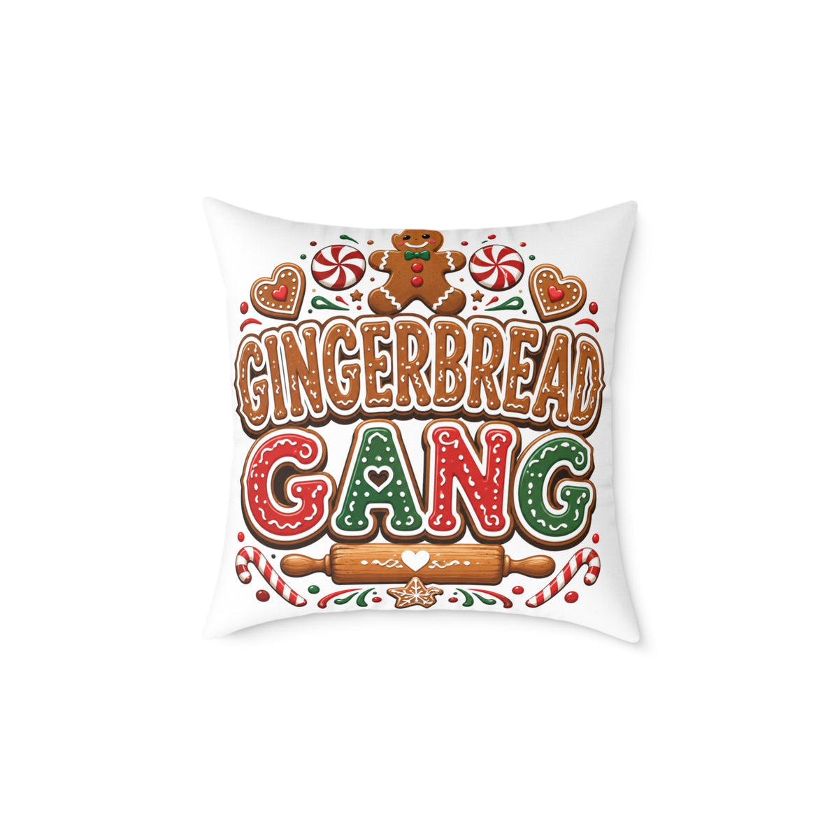 Christmas Gingerbread Gang Holiday Throw Pillow