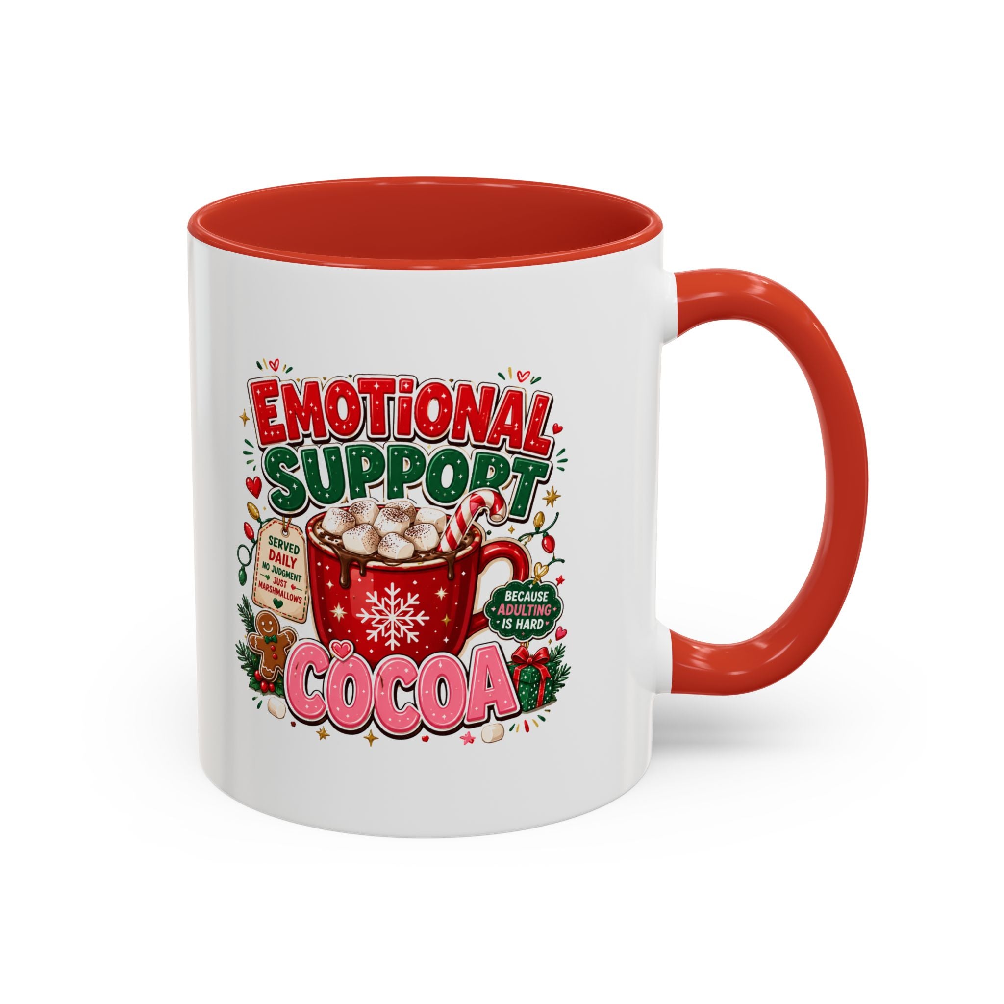 Modern Day Christmas  Emotional Support Cocoa Mug — Festive Hot Chocolate Christmas Coffee Cup (11/15oz)
