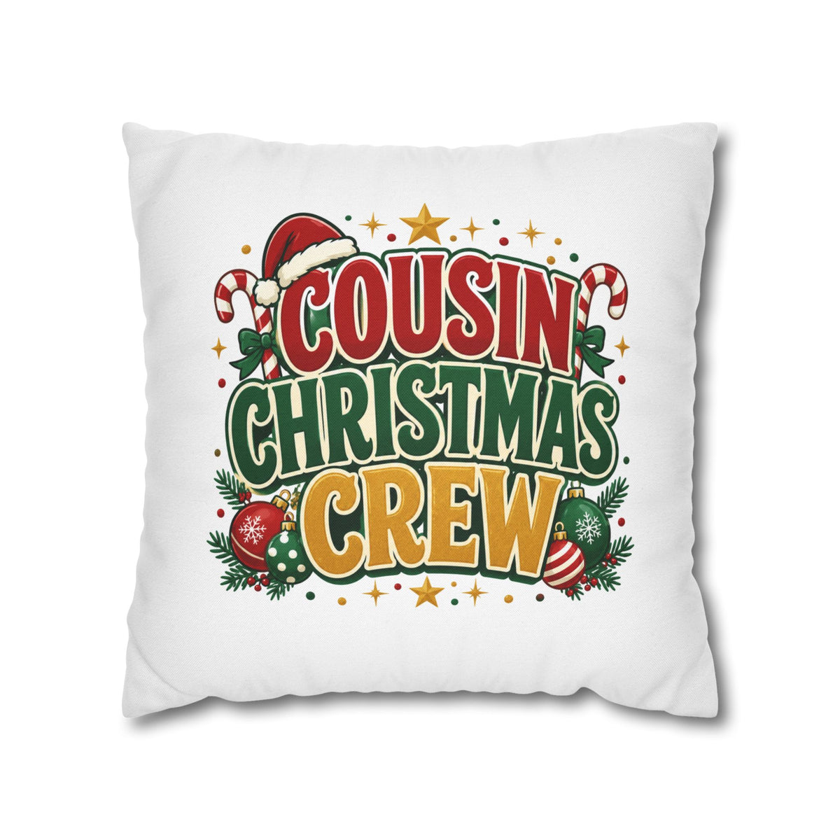 Cousin Christmas Crew Pillow Cover — Festive Holiday Decorative Throw Pillowcase