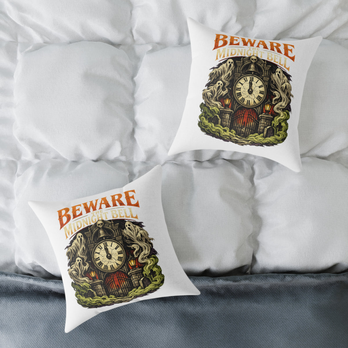 Halloween Beware Of Midnight Square Poly Canvas Pillow