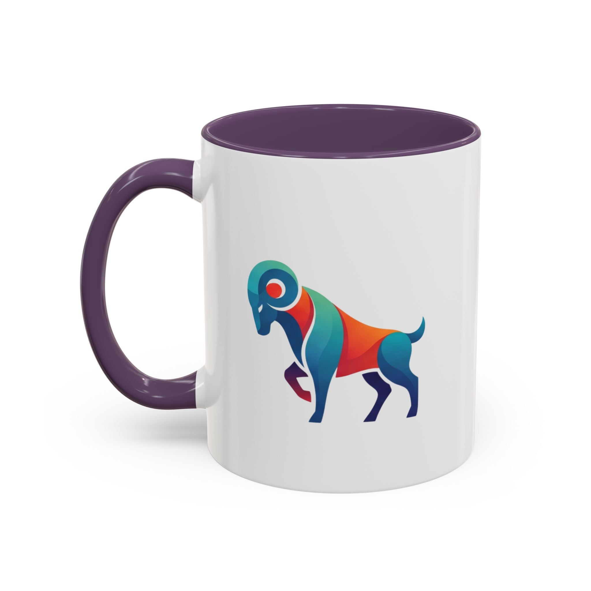 Colorful Ram Accent Coffee Mug — Geometric Zodiac Aries Design