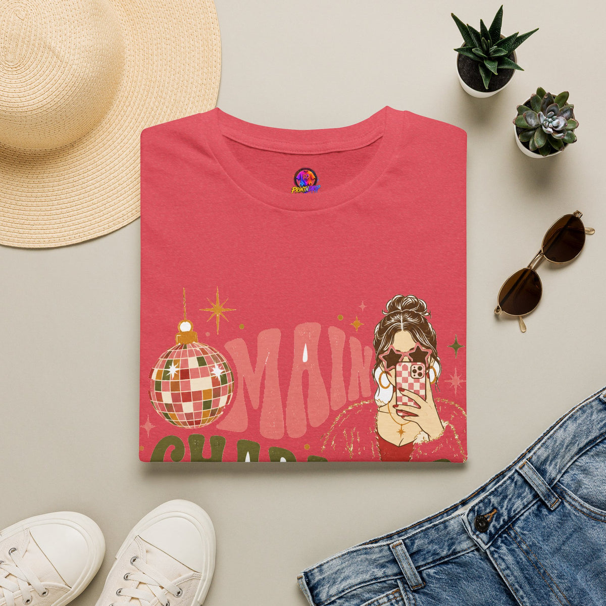 Christmas T-Shirt — "Main Character Christmas" Graphic Tee (Holiday Mom Aesthetic)