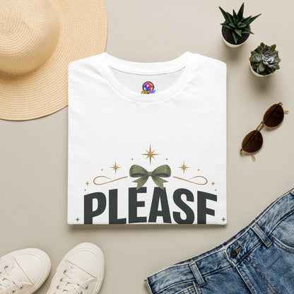 T-Shirt — Please Don’t Post Me Graphic Tee (Cute Bow, Social Media Humor)