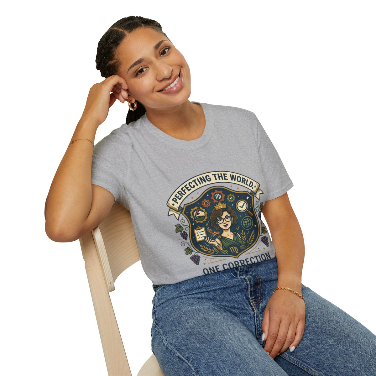Virgo T‑Shirt — "Perfecting the World One Correction at a Time" Zodiac Tee