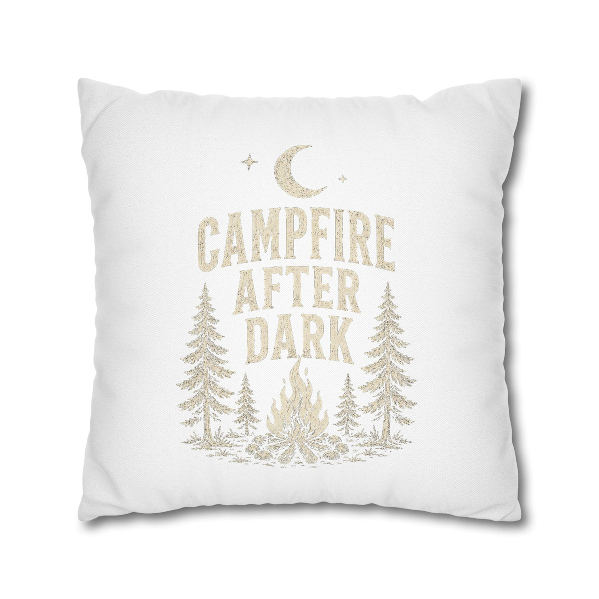 Campfire After Dark Decorative Pillowcase Milo Bailey Dog Dad Mom — Cozy Rustic Camping Throw Pillow
