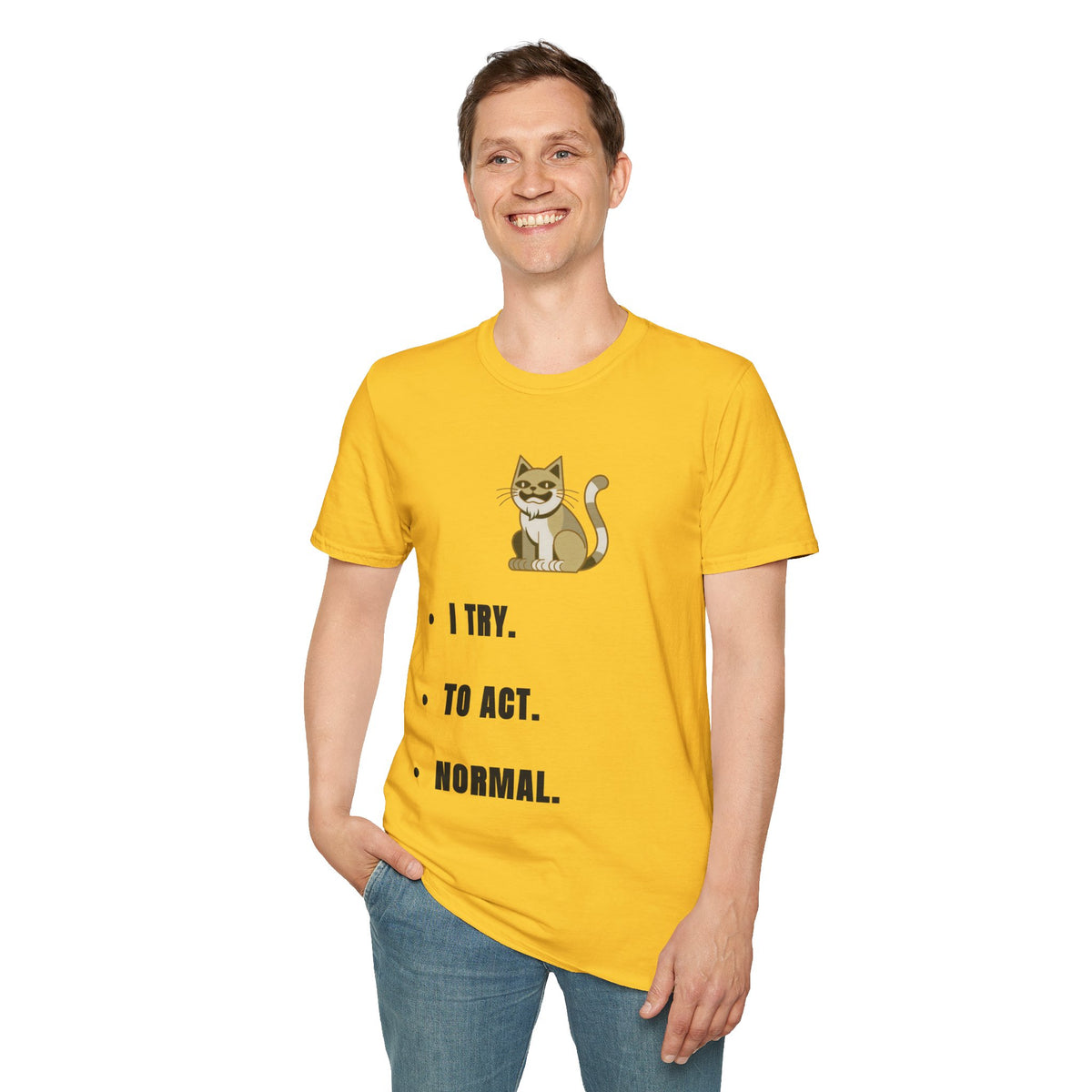 I Try Cat T-Shirt — Cute Cat Illustration Tee with "I Try." Text - Trending Now - September 2026
