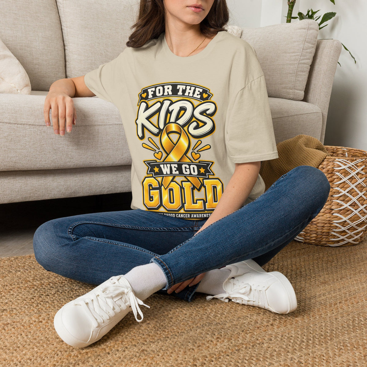 Kids Childhood Cancer Awareness T-Shirt — "For the Kids We Go Gold"