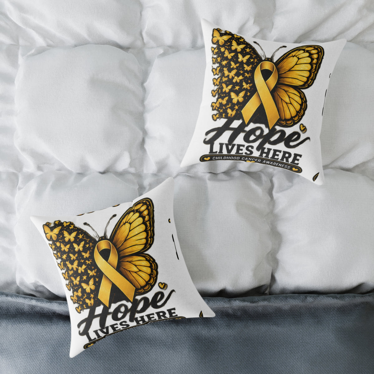 Childhood Cancer Hope Lives Here Butterfly Awareness Pillow